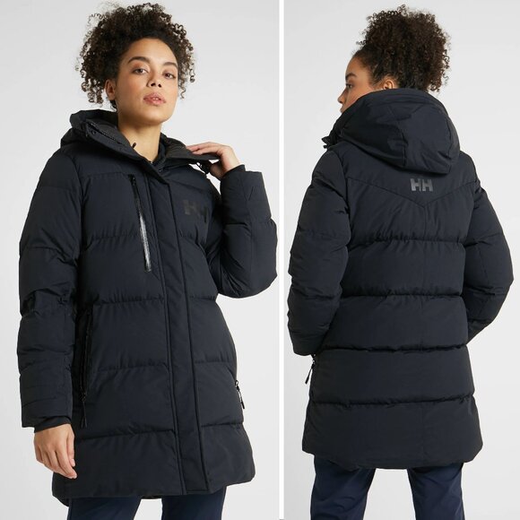 Helly Hansen Adore Puffy Parka Jacket Winter Coat Size L Black Insulated NEW - Picture 1 of 13